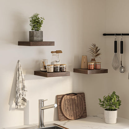Square Floating Shelves for Wall, 12" W x 12" D x 1.2" H, Small Wooden Wall Mounted Display Shelves