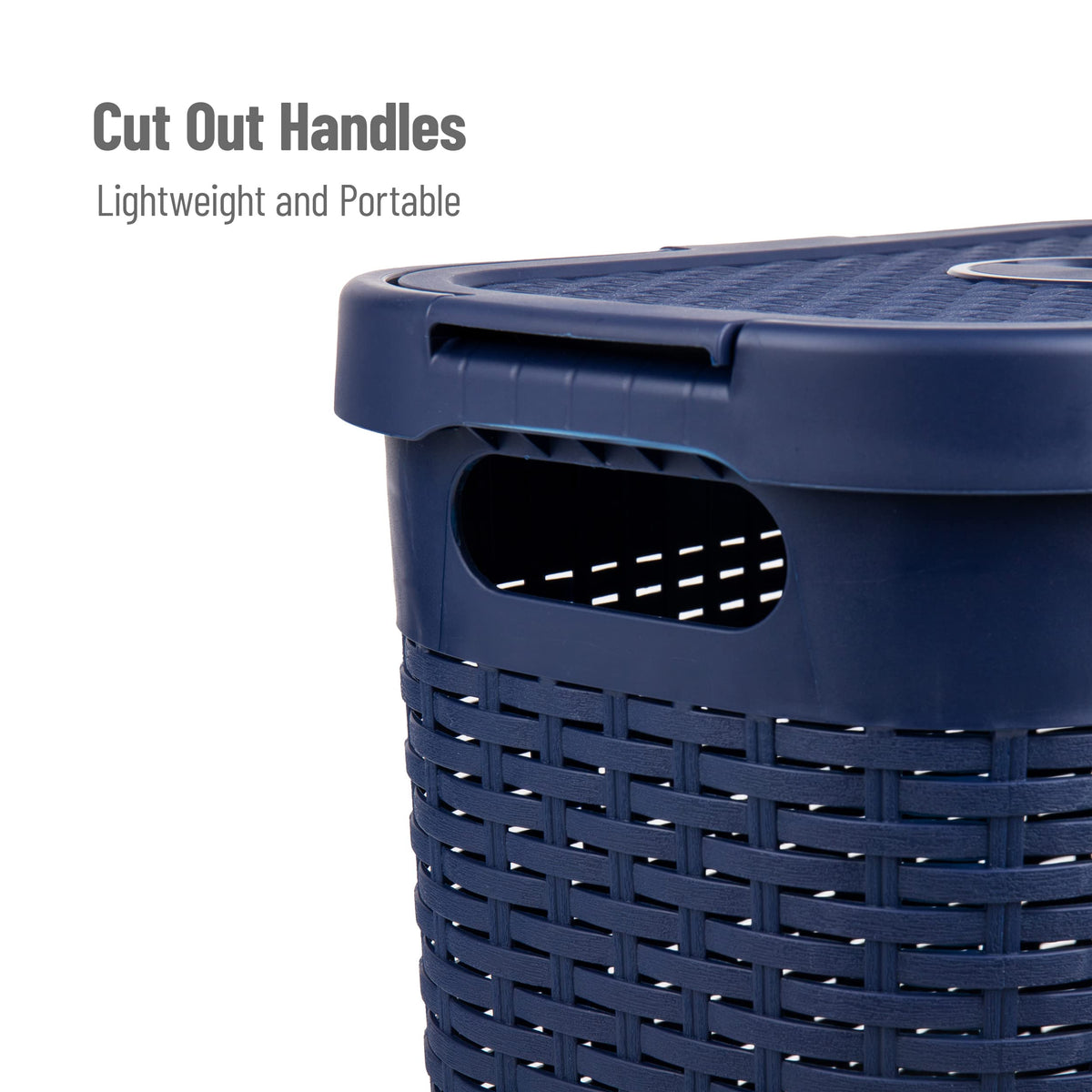 Mind Reader Slim Laundry Hamper with Lid, 40L Clothes Basket, Narrow Tapered Design with Ventilated