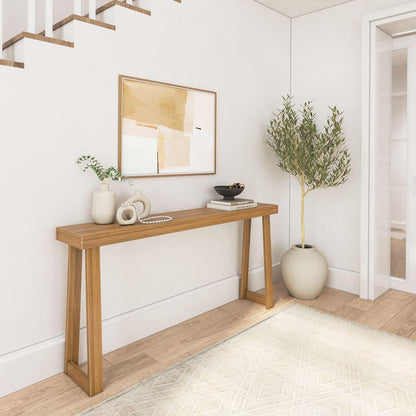Plank+Beam Solid Wood Console Table, 66 Inch, Sofa Table, Narrow Entryway Table for Hallway, Behind