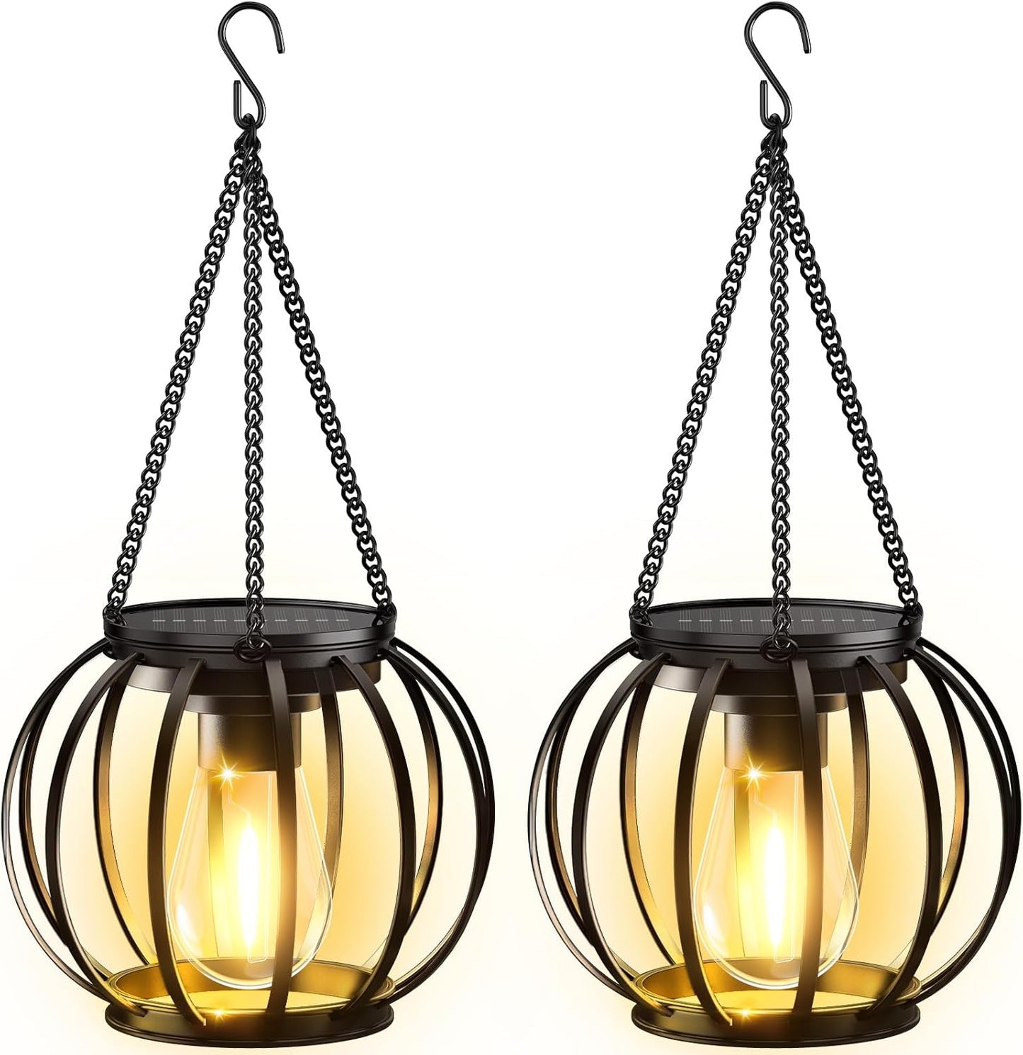 KOOPER Solar Lanterns Outdoor Waterproof, Upgraded Metal Hanging Solar Lights Outdoor Lanterns