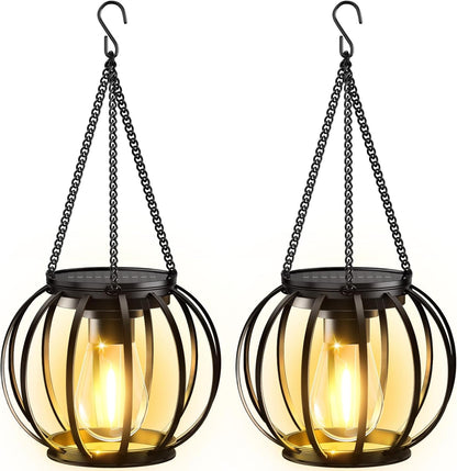 KOOPER Solar Lanterns Outdoor Waterproof, Upgraded Metal Hanging Solar Lights Outdoor Lanterns