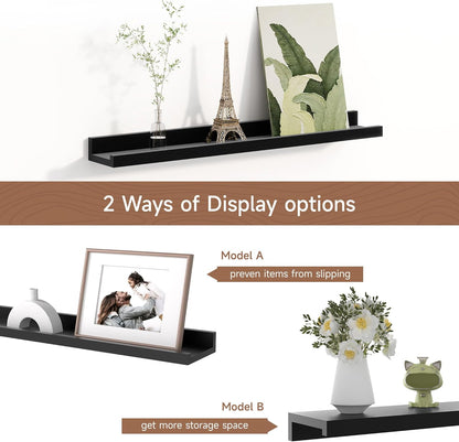 Picture Ledge Shelf for Wall, Floating Shelves Set of 4, 24 Inch Long Nursery Book Shelves for Toys