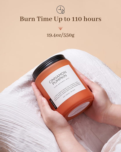 M&SENSE Cinnamon Pumpkin Fall Scented Candles, 19.4oz Soy Natural Candles 110 Hours Long Lasting