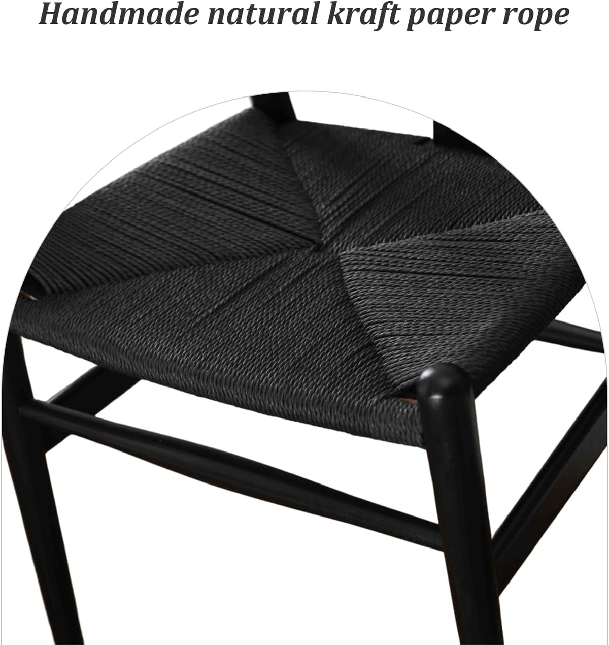 Wishbone Chair, Solid Wood Armrest Woven Seat Chair, Kitchen & Dining Chair, Wishbone Y Black