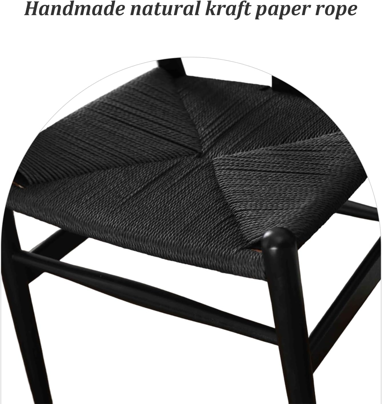 Wishbone Chair, Solid Wood Armrest Woven Seat Chair, Kitchen & Dining Chair, Wishbone Y Black