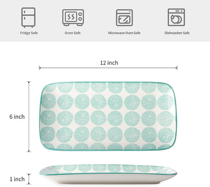 Selamica Ceramic Rectangular Serving Platters Set of 4, 12 Inch Serving Trays/Dishes for Party