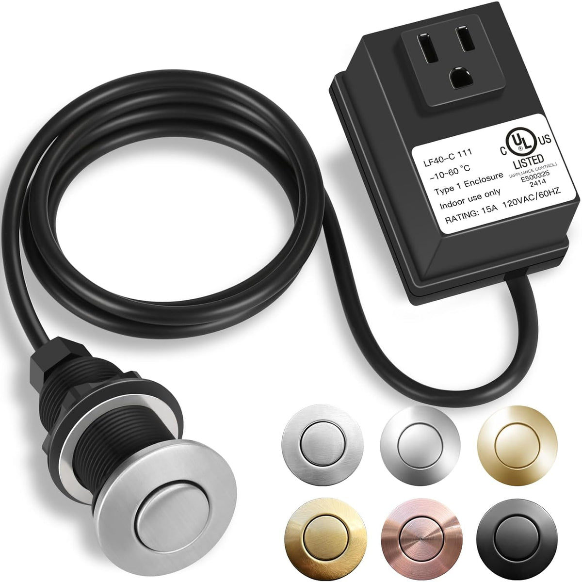 Garbage Disposal Air Switch Kit, UL Certified Professional Garbage Disposal Switch Button Power