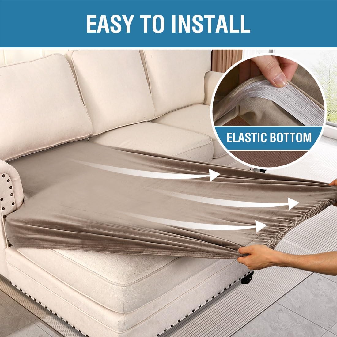 H.VERSAILTEX Velvet Stretch Individual Chaise Cover Sectional Couch Covers for L Shaped Sofa Both