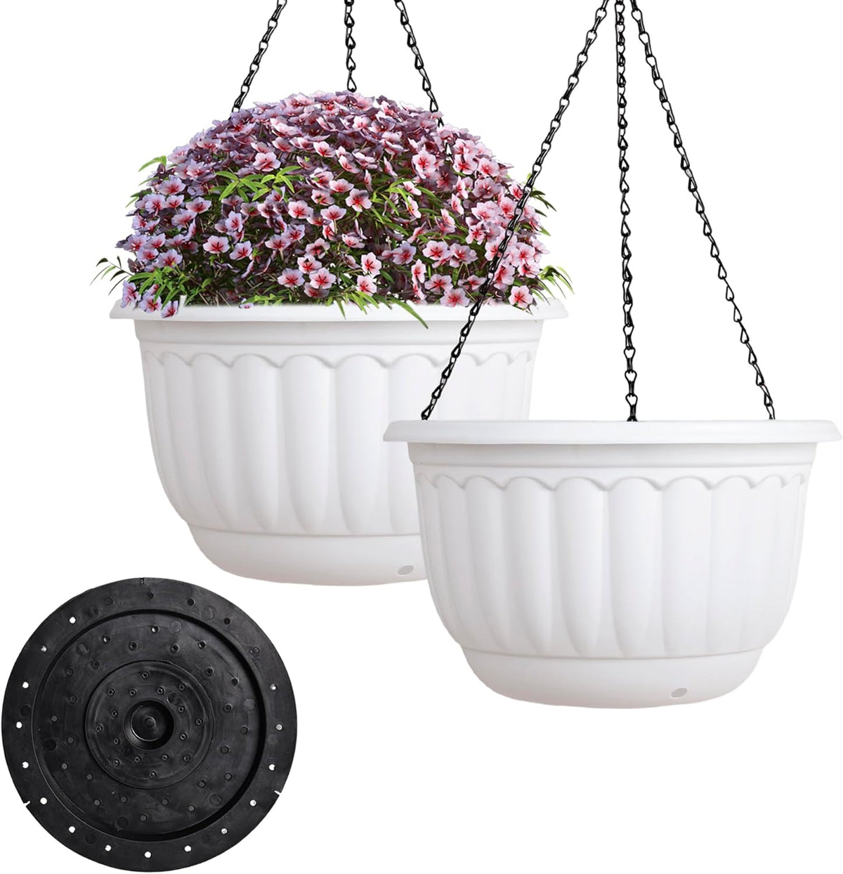 YIKUSH Planters for Outdoor Plants 2 Pack White Plant Pots with Drainage Hole and Absorbing Tray