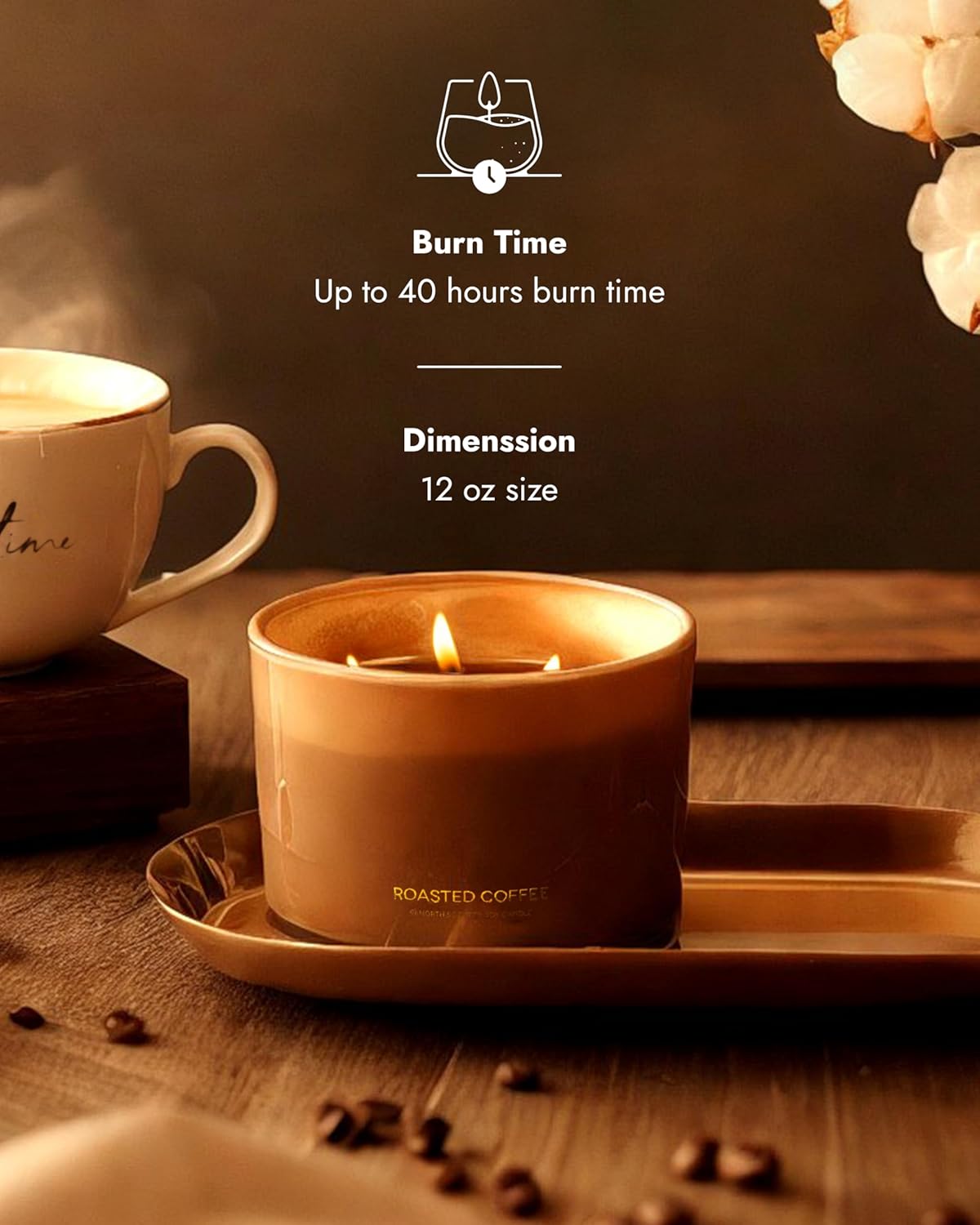 96NORTH Luxury Coffee Soy Candle | Large 3 Wick Jar Candle | Up to 40 Hours Burning Time | 100%