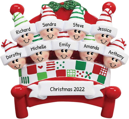 3D Bedtime Family of 9 Ornament 2025 Personalized Family Christmas Ornaments 2025 | Tucked Together