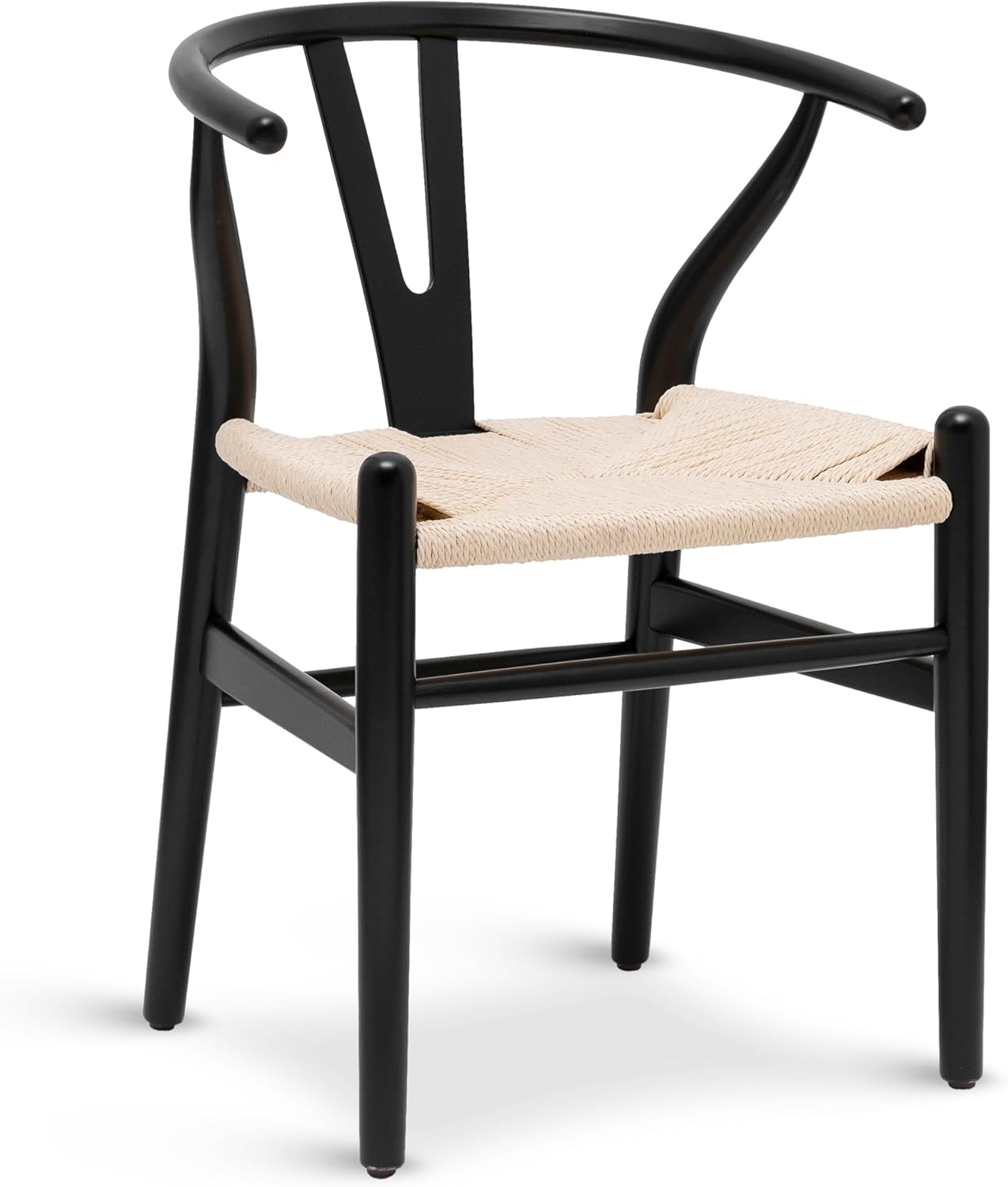 POLY & BARK Weave Dining Chair – Mid-Century Modern Wishbone Dining Chair with Arms, Solid Wood
