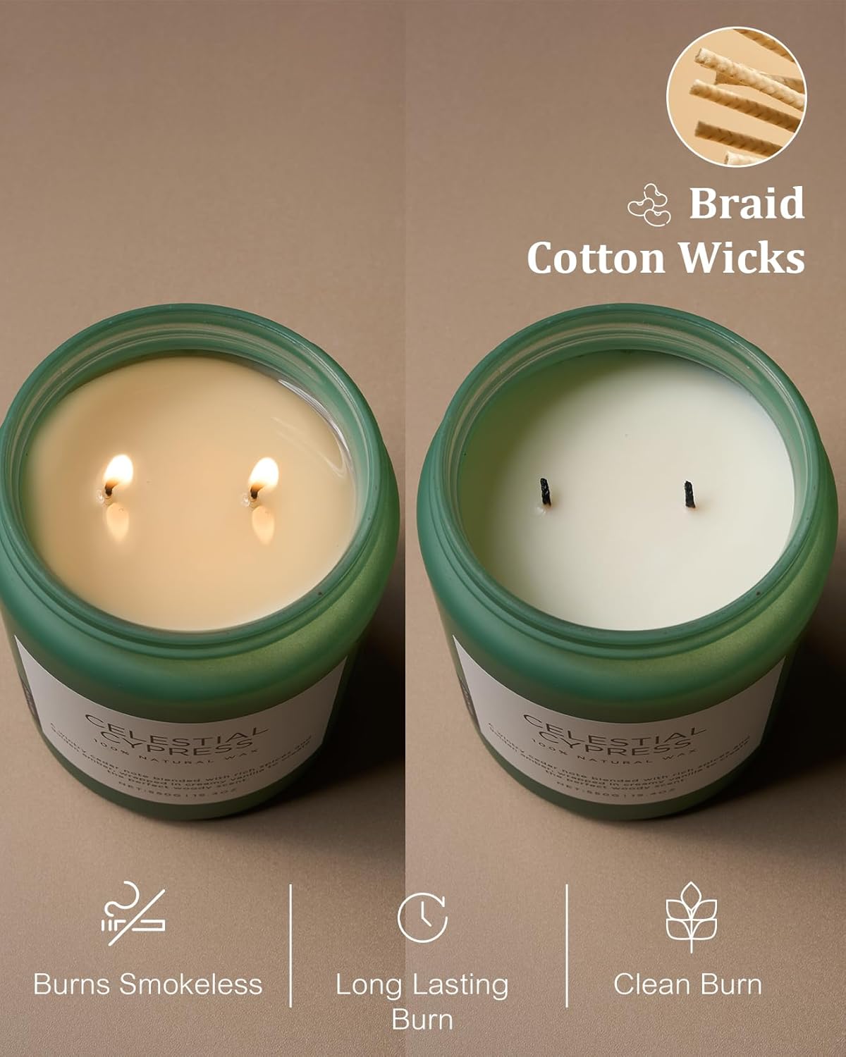M&SENSE Celestial Cypress - Cedar & Spice Soy Jar Candles, Cedarwood Cardamom Large Winter Scented