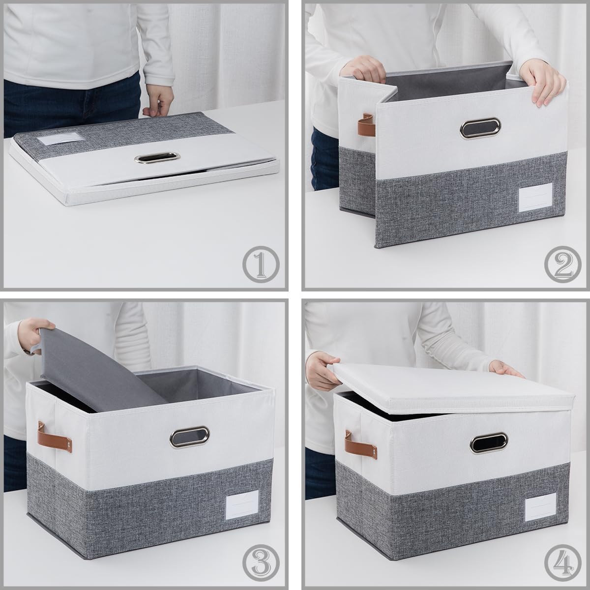 PRANDOM Foldable Storage Bins with Lids [3-Pack] Fabric Collapsible Storage Boxes Baskets Cubes
