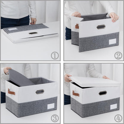 PRANDOM Foldable Storage Bins with Lids [3-Pack] Fabric Collapsible Storage Boxes Baskets Cubes
