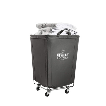 Heavy-Duty Canvas Laundry Hamper w/ Wheels, 18.1"W x 18.1"D, Gray
