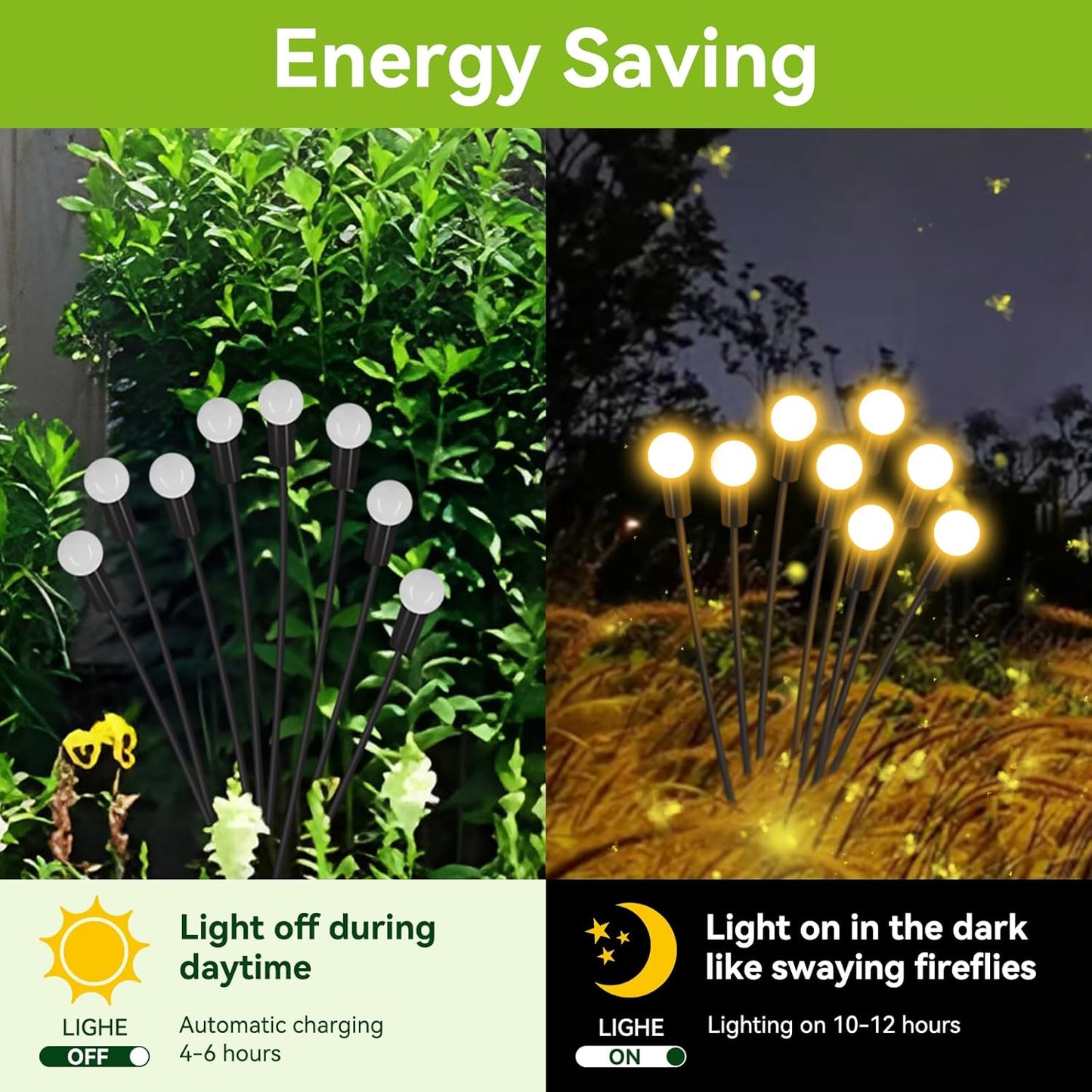 Solar Garden Lights Outdoor Waterproof, 6 Pack 48 LED Swaying Light Firefly Light Outdoor Decor