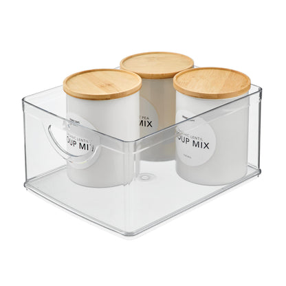 iDesign Plastic Stackable Kitchen Cabinet Storage Bin, Clear