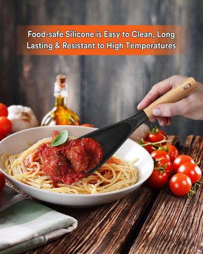 Cooking Spoon for Nonstick Cookwares, Great for Cooking and Serving Sturdy BPA-Free Matte Silicone