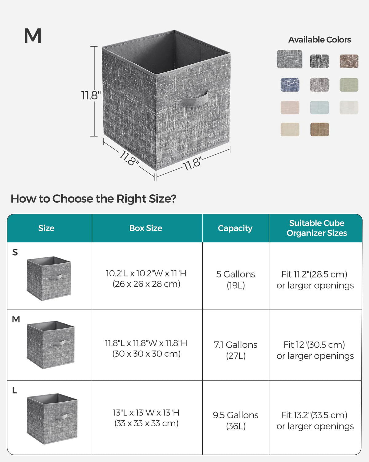 SONGMICS Storage Cubes, Set of 6, 11.8-Inch Foldable Closet Organizers