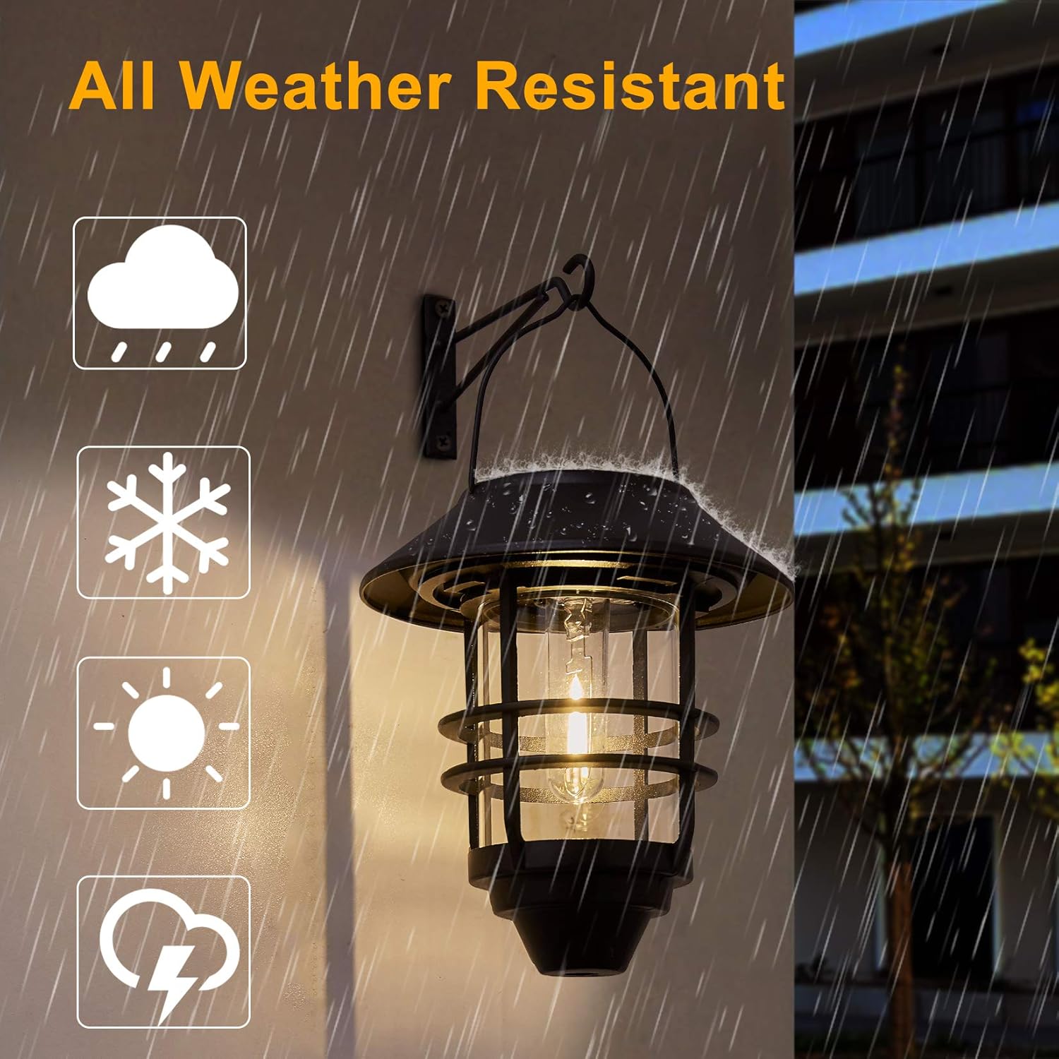 Solar Lantern Outdoor Lights, Hanging Waterproof Lantern Lights with Wall Mount Kit for Garden