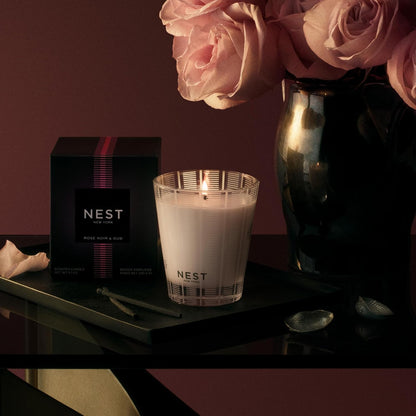 NEST New York Scented Classic Candle, Rose Noir & Oud - 8.1 oz - Up to 60-Hour Burn Time - Reusable