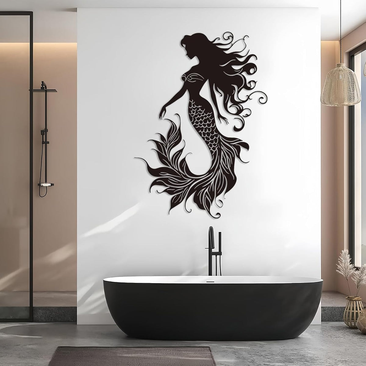 Veplsur Mermaid Metal Wall Art, Metal Mermaid Wall Decor, Marine Biology Wall Decor, Ocean Wall