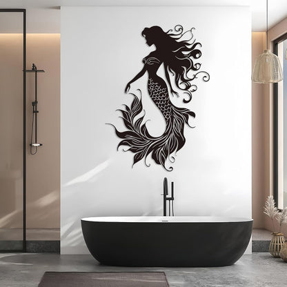 Veplsur Mermaid Metal Wall Art, Metal Mermaid Wall Decor, Marine Biology Wall Decor, Ocean Wall