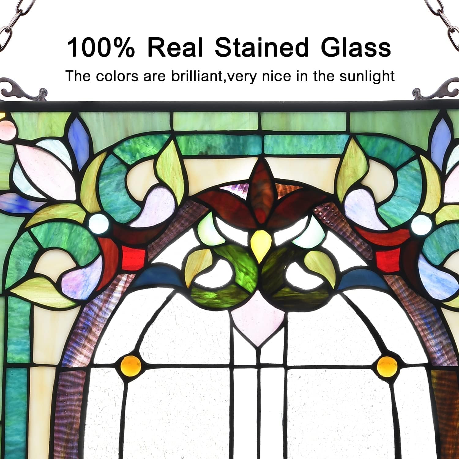 Capulina Dancing Style Stained Glass Window Hangings Panels 17" W x 22" H Fine Handicrafts