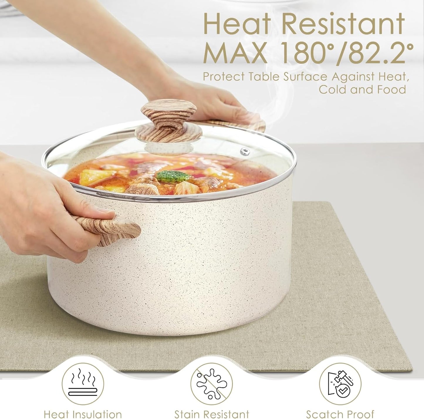 MANSPHIL Cloth Placemats Set of 4, Washable Thick Faux Linen Place Mats Heat Resistant Double Layer