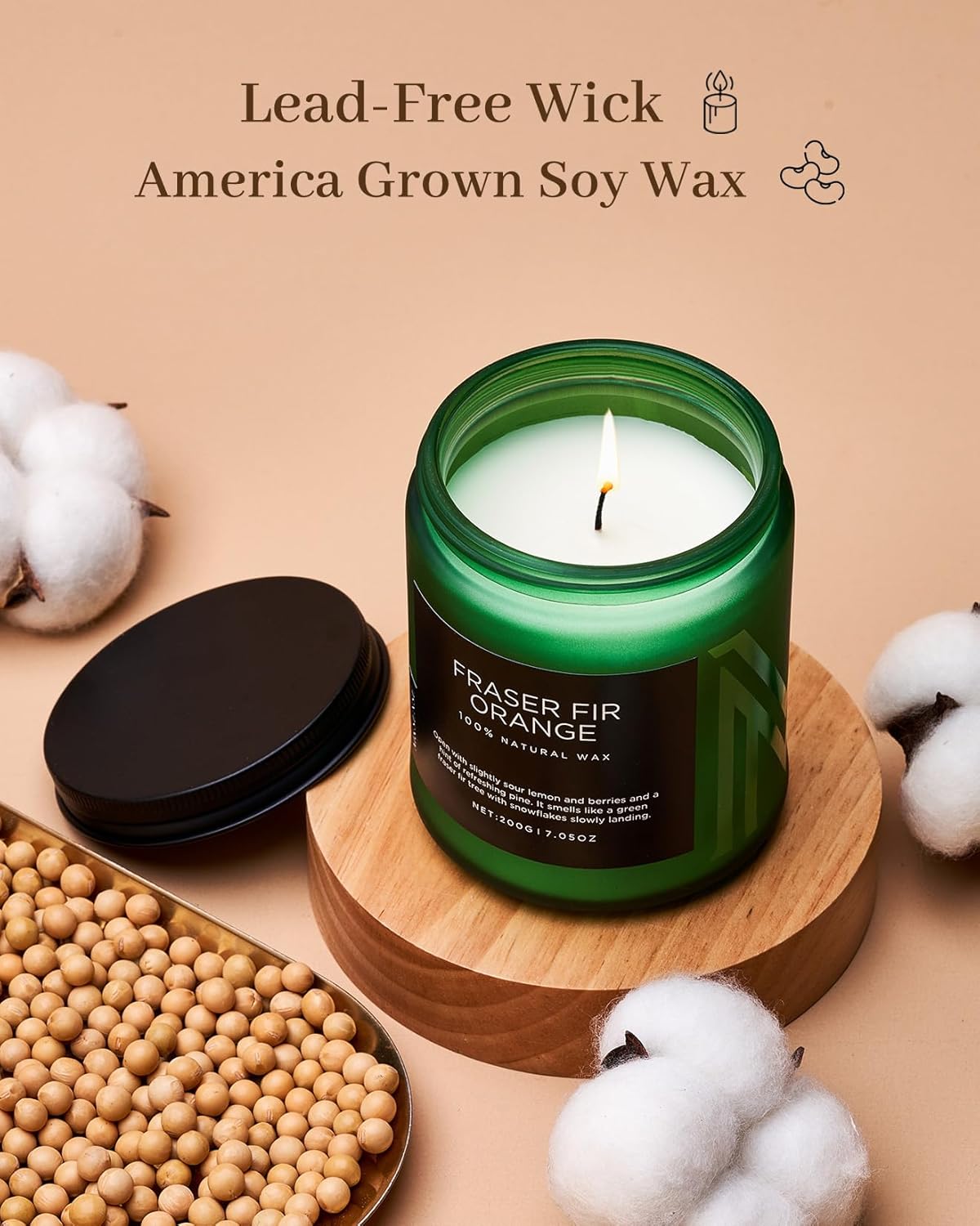 M&SENSE Fir & Orange Scented Natural Soy Wax Non Toxic Candle for Home, Cotton Wick Christmas Tree