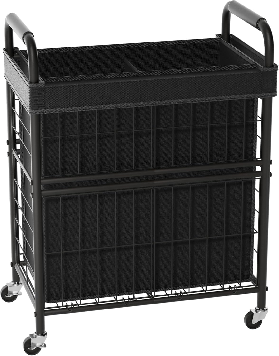 Laundry Hamper 2 Section, 110L Rolling Laundry Sorter Basket with Wheels, 2 Compartment Clothes