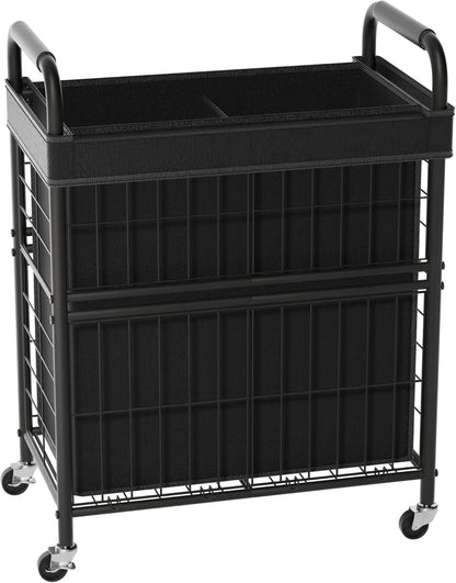 Laundry Hamper 2 Section, 110L Rolling Laundry Sorter Basket with Wheels, 2 Compartment Clothes