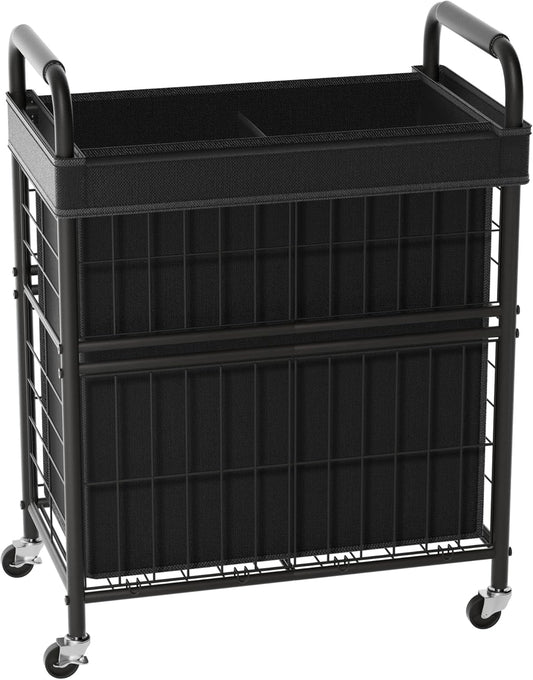 Laundry Hamper 2 Section, 110L Rolling Laundry Sorter Basket with Wheels, 2 Compartment Clothes
