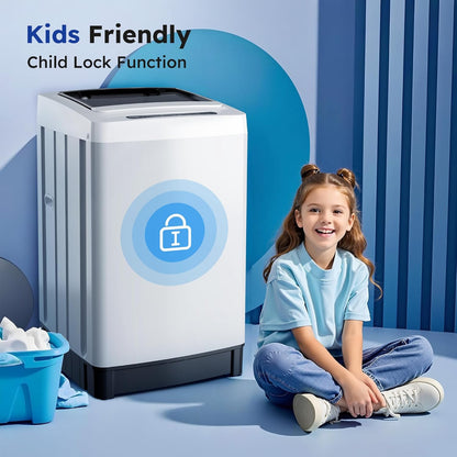 Compact Top-Load Washing Machine, Full-Automatic 1.5 Cu.ft Washer with 10 Water Levels & 8 Wash