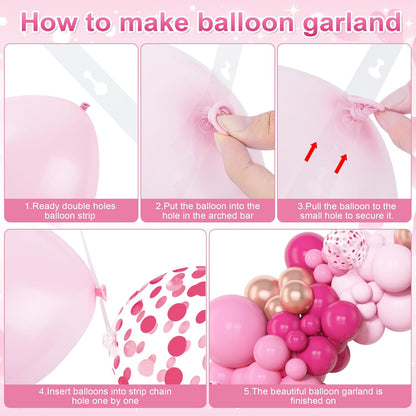 Amandir 153pcs Pink Balloon Garland Arch Kit, Different Sizes 18 12 10 5 inch Hot Pink Latex