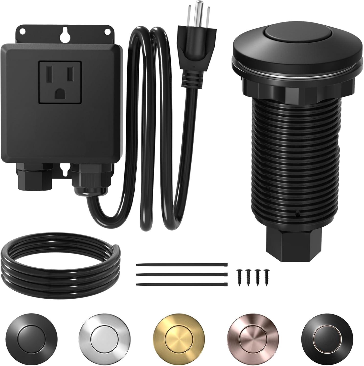Joinfworld Garbage Disposal Air Switch Kit Waterproof Garbage Disposal Button Kit with Long Garbage