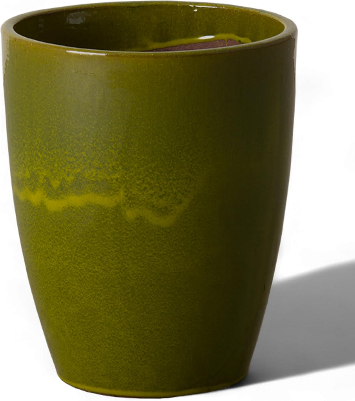 Emissary Home and Garden Bullet 11.5 in. Green Ceramic Round Planter (11.5 in. L x 11.5 in. W x 14