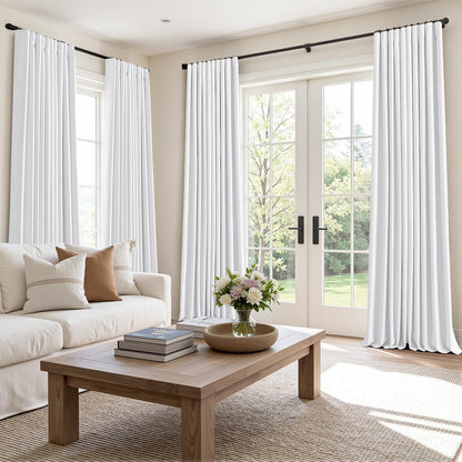 MIULEE 100% Blackout Curtains 102 Inch Long 2 Panels Set for Bedroom, Thick Faux Linen Black Out
