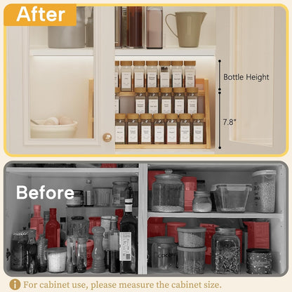 Bamboo Spice Rack Organizer -3-Tier Spice Rack for Countertop,Cabinet Spice Rack Organizer for 27
