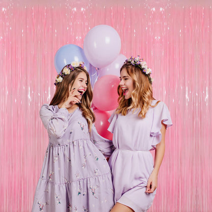 GOER 3.2 ft x 8.2 ft Metallic Tinsel Foil Fringe Curtains Party Photo Backdrop Party Streamers for