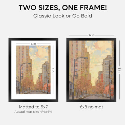 Homeforia 6x8 Picture Frame Black, High End Metal 6 x 8 Black Frames with Mat 5 x 7 for Art, 8x6