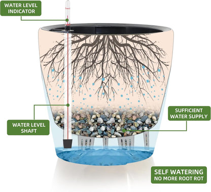 Dexceder 18x17 Self Watering Planter with Wheels Indoor Outdoor, Inner Pot Design, Thickened Large