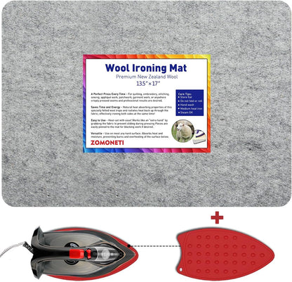 ZOMONETI 17" x 13.5" Wool Pressing Mat 100% New Zealand Felted Wool Ironing Mat Pad Blanket for