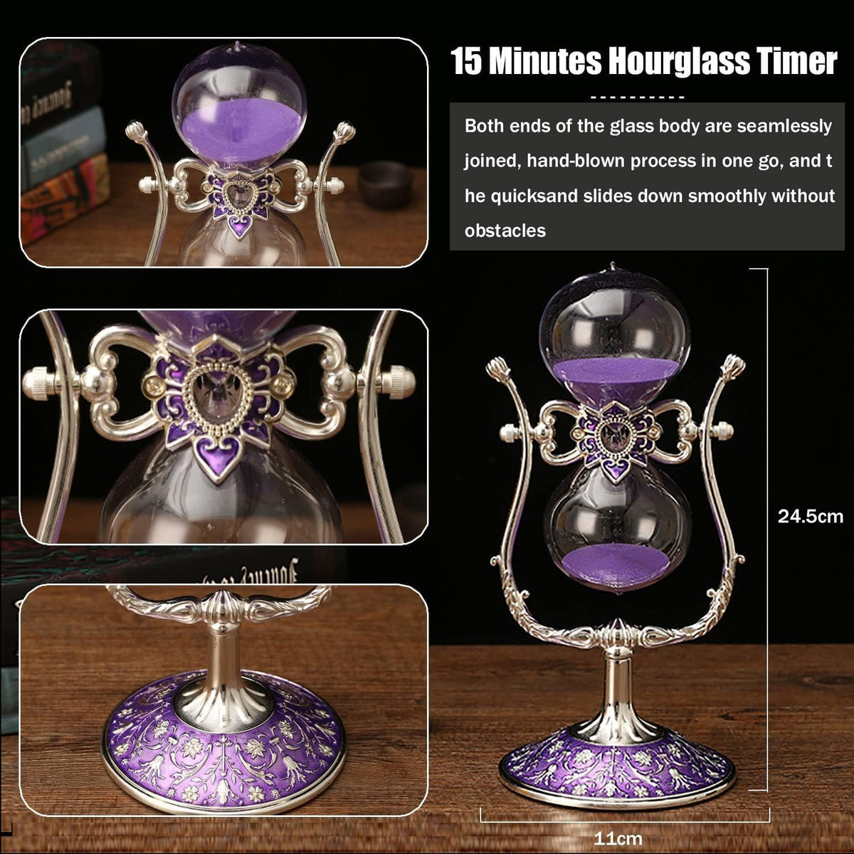 Sanduhr 15 Minuten,Metal Vintage Hourglass,Hour Glass,Hourglass Decor,for Home Decoration Office