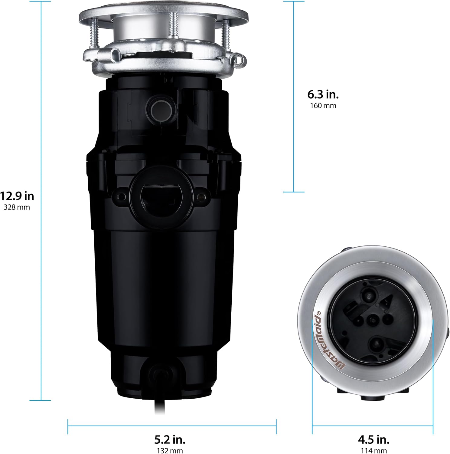 Waste Maid 10-US-WM-048-3B Garbage Disposal Anti-Jam Stainless Steel Food Waste Grinding System