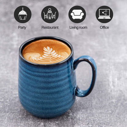 Hasense Coffee Mugs Set of 4, 15 Ounce Porcelain Mug Set with Handle for Morning Coffee Tea and