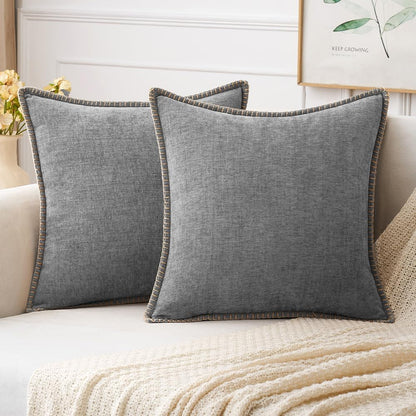 MIULEE Pack of 2 Couch Throw Pillow Covers 18x18 Inch Dark Gray Farmhouse Decorative Pillow Covers