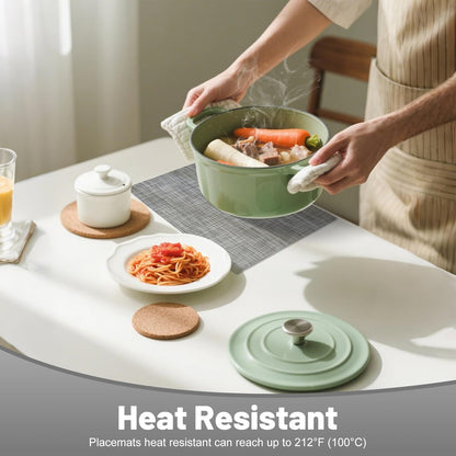 Placemats Set of 8，Non-Slip PVC Weave Table Mats Easy to Clean，Heat Resistant Place Mats for