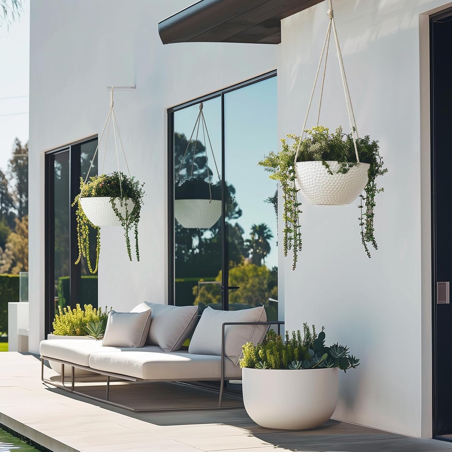 LA JOLIE MUSE Hanging Planters for Outdoor Plants, Large Hanging Planter with Drain Holes, Outdoor